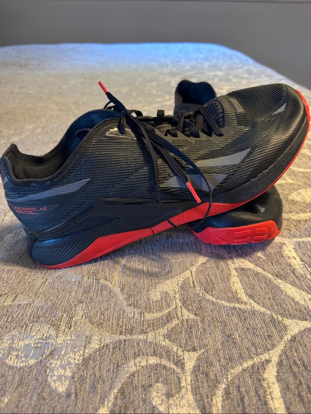 Men's Reebok Nano Froning X2 Black and Red Performance Cross-Training Shoes